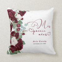 Quinceanera Red Rose Personalized Mis Quince Anos Throw Pillow