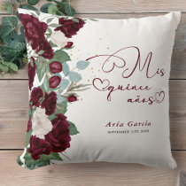 Quinceanera Red Rose Personalized Mis Quince Anos Throw Pillow