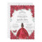 Quinceañera Red Roses Floral Princess Gown Silver