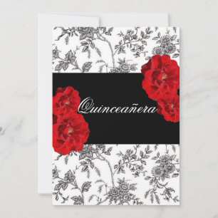 Quinceanera, Red Roses Invitation / Sweet Sixteen,