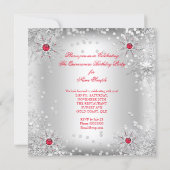 Quinceanera Red Silver Winter Wonderland Invitation (Back)