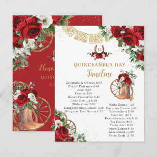 Quinceañera Red White Floral Charro Boots Timeline