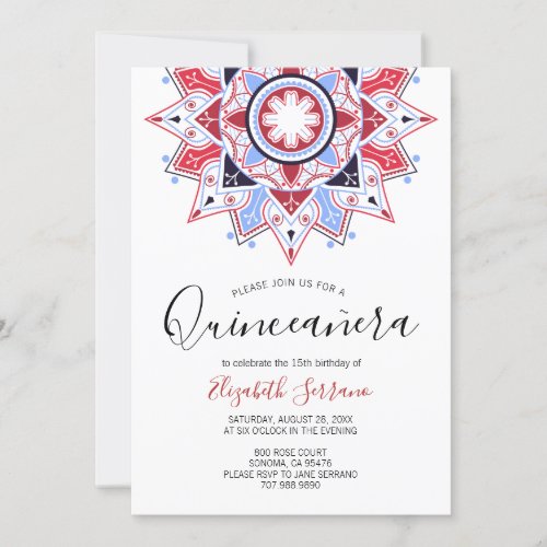 Quinceanera Red White Invitation