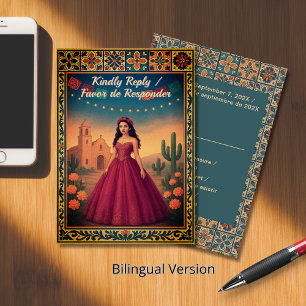 Quinceañera Reply Tarjeta de Respuesta RSVP Card