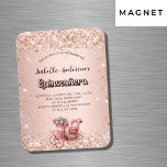 Quinceanera rose gold carriage luxury invitation magnet<br><div class="desc">A rose gold gradient background decorated with faux sparkles,  confetti and a romantic vintage carriage.  Personalize and add her name,   party details.</div>