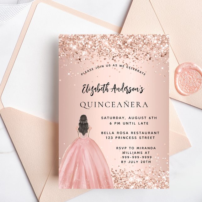 Quinceanera rose gold dress invitation (Creator Uploaded)