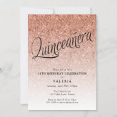 Quinceanera Rose Gold Glitter Birthday Invitation (Front)