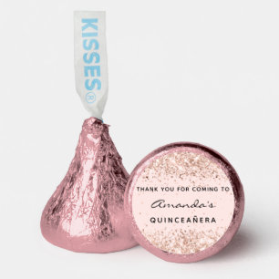 Quinceanera rose gold glitter dust thank you hershey®'s kisses®