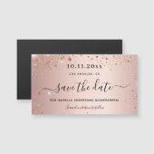 Quinceanera rose gold glitter save the date magnet (Front/Back)