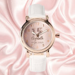 Quinceanera rose gold name watch<br><div class="desc">A Quinceañera gift. A rose gold gradient background color.   Add a name,  date</div>