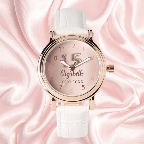 Quinceanera rose gold name watch