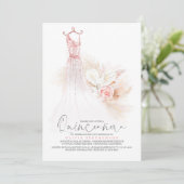 Quinceañera Rose Gold Pampas Grass 15th Birthday Invitation (Standing Front)