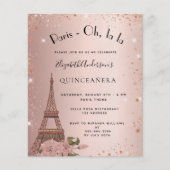Quinceanera rose gold Paris budget invitation Flyer (Front)