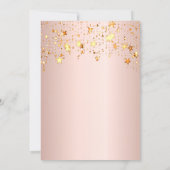 Quinceanera rose gold pink stars balloon script invitation (Back)