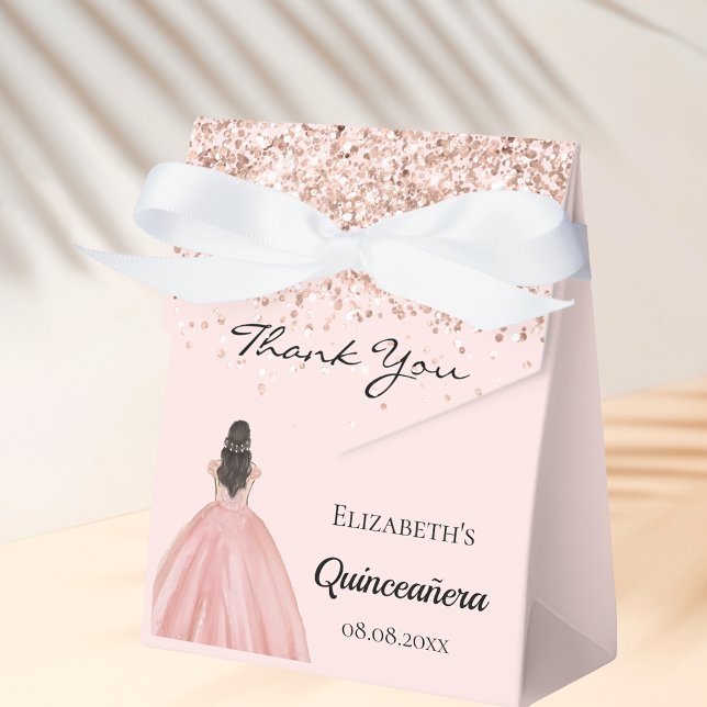 Quinceanera rose gold princess dress favor boxes (Creator Uploaded)