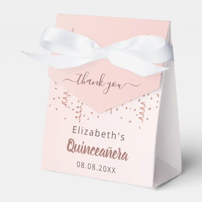 Quinceanera rose gold thank you favor box Zazzle