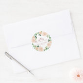 Quinceanera Rose Gold Tiara Blush Pink Floral Classic Round Sticker (Envelope)