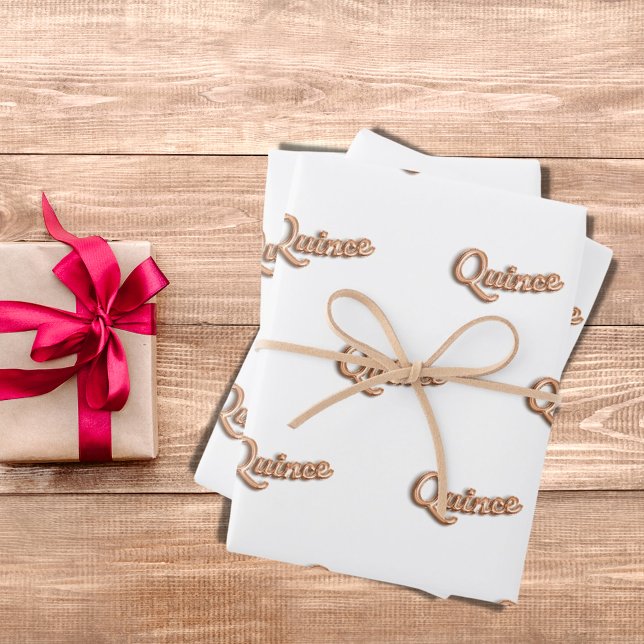 Quinceanera rose gold white quince balloon script wrapping paper sheets (Creator Uploaded)
