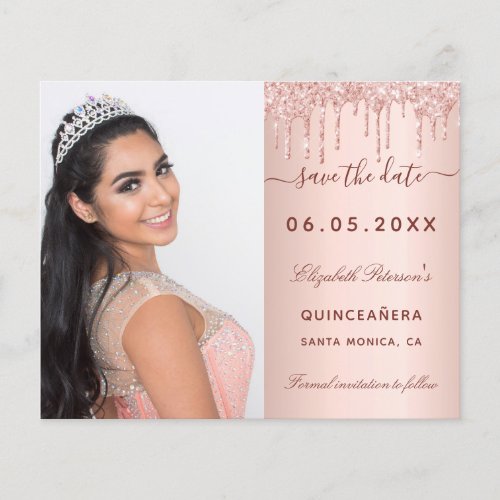 Quinceanera rose photo budget Save the Date Flyer