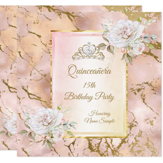 quinceanera rose pink gold
