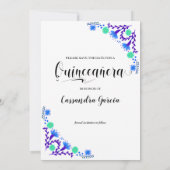 Quinceanera Royal Blue and Purple Mexican Floral Save The Date (Back)