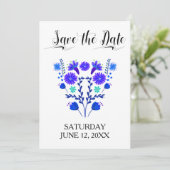 Quinceanera Royal Blue and Purple Mexican Floral Save The Date (Standing Front)