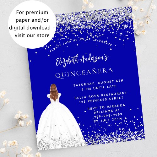 Quinceanera royal blue dress budget invitation