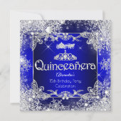 Quinceanera Royal Blue Fairytale Winter Wonderland Invitation (Front)
