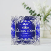 Quinceanera Royal Blue Fairytale Winter Wonderland Invitation (Standing Front)
