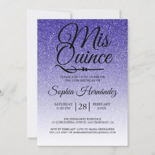 Quinceañera Royal Blue Glitter 15th Birthday  Invitation