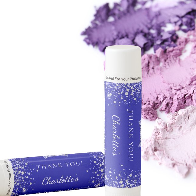 Quinceanera royal blue glitter dust tiara favor lip balm (Creator Uploaded)