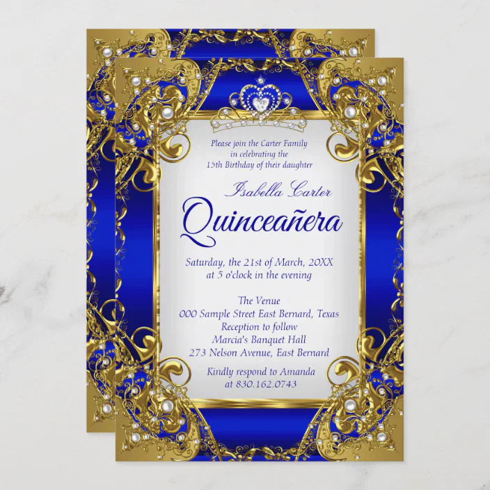 Quinceanera Royal Blue Golden Pearl ...