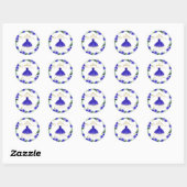 Quinceanera Royal Blue Gown Floral Classic Round Sticker (Sheet)