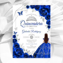 Quinceanera Royal Blue Silver Dress