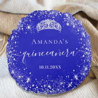 Quinceanera royal blue silver glitter tiara name