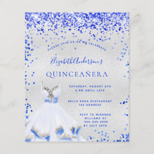 Quinceanera royal blue silver invitation