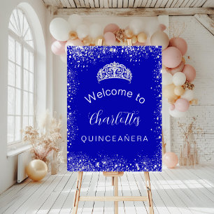 Quinceanera royal blue silver welcome sign