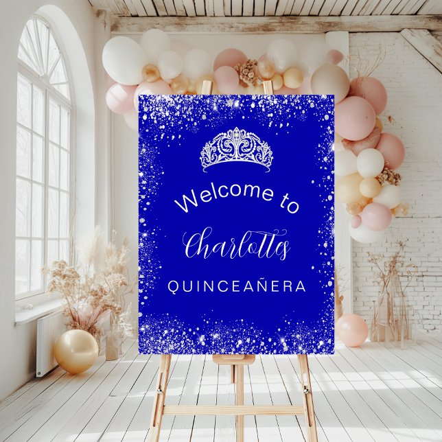Quinceanera royal blue silver welcome sign (Creator Uploaded)