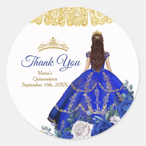 Quinceaera Royal Blue Thank You for being here Cl Classic Round Sticker