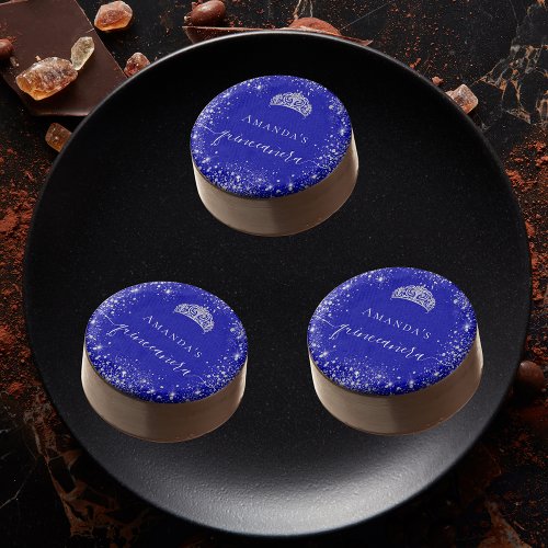 Quinceanera royal blue tiara name party chocolate covered oreo