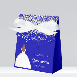 Quinceanera royal blue white dress party favor boxes