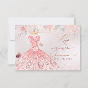 Quinceanera RSVP Blush Pink Dress Save The Date