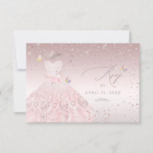 Quinceanera RSVP Dreamy Blush Pink Gown Invitation