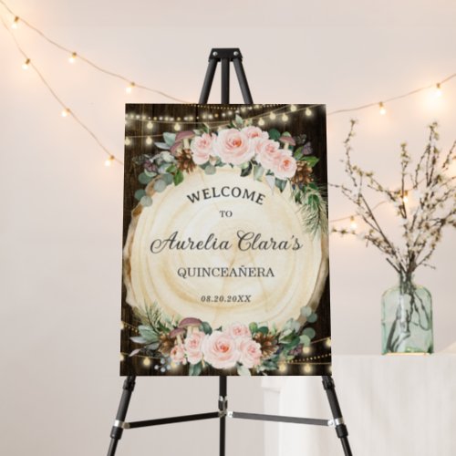 Quinceanera Rustic Blush Floral Enchanted Forest Foam Board