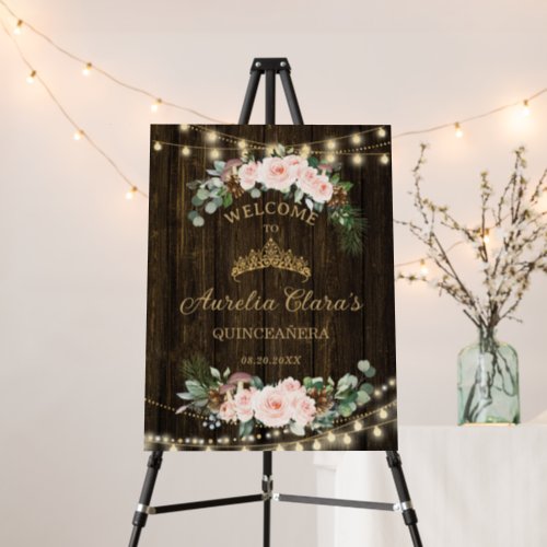 Quinceanera Rustic Blush Floral Enchanted Forest Foam Board