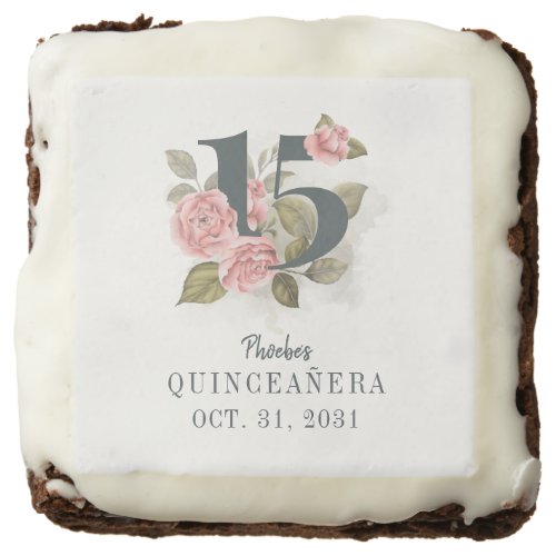 Quinceanera Rustic Floral 15th Birthday Brownie