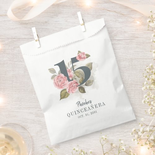 Quinceanera Rustic Floral 15th Birthday Favor Bag