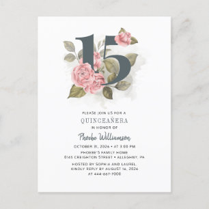 Quinceanera Rustic Floral 15th Birthday Invitation Postcard
