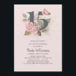 Quinceanera Rustic Floral 15th Birthday Magnetic Invitation<br><div class="desc">Cute modern yet elegant Quinceañera Mis Quince Anos birthday party invitations. Rustic floral olive green and pink colors design and template that can be easily edited and the text replaced with your own details by clicking the "Personalize" button. For further customization, please click the "Customize Further" link and use our...</div>