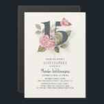 Quinceanera Rustic Floral 15th Birthday Magnetic Invitation<br><div class="desc">Cute modern yet elegant Quinceañera Mis Quince Anos birthday party invitations. Rustic floral olive green and pink colors design and template that can be easily edited and the text replaced with your own details by clicking the "Personalize" button. For further customization, please click the "Customize Further" link and use our...</div>